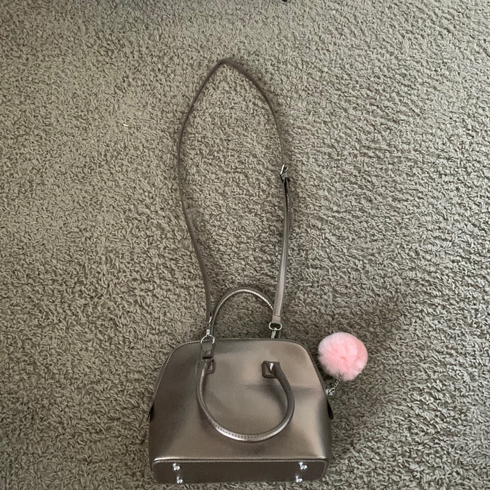 Amazon Rose Gold Purse /w Pink Puff Ball Keychain